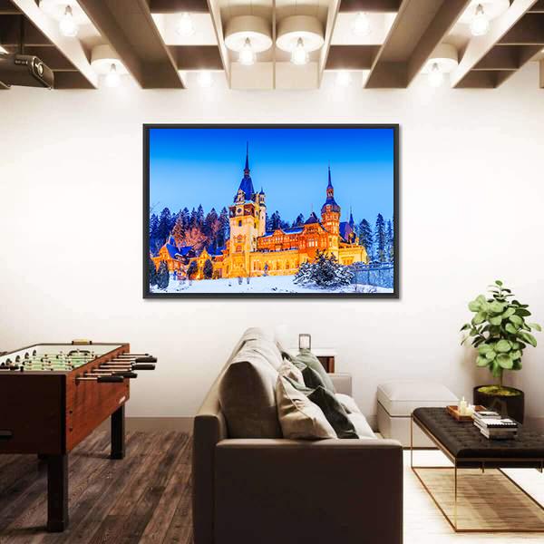 Peles Sinaia In Romania Canvas Wall Art-3 Horizontal-Gallery Wrap-25" x 16"-Tiaracle