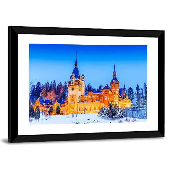 Peles Sinaia In Romania Canvas Wall Art-3 Horizontal-Gallery Wrap-25" x 16"-Tiaracle