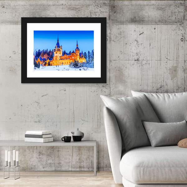Peles Sinaia In Romania Canvas Wall Art-3 Horizontal-Gallery Wrap-25" x 16"-Tiaracle
