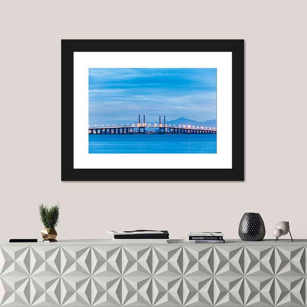 Penang Bridge View Canvas Wall Art-1 Piece-Framed Print-20" x 16"-Tiaracle