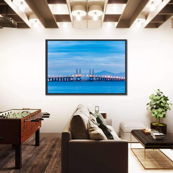 Penang Bridge View Canvas Wall Art-5 Horizontal-Gallery Wrap-22" x 12"-Tiaracle