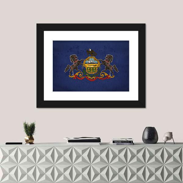 Pennsylvania State Flag Canvas Wall Art-1 Piece-Framed Print-20" x 16"-Tiaracle