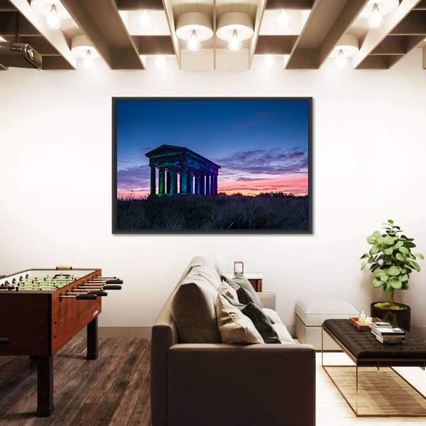 Penshaw Monument At Dusk Canvas Wall Art-1 Piece-Floating Frame-36" x 24"-Tiaracle