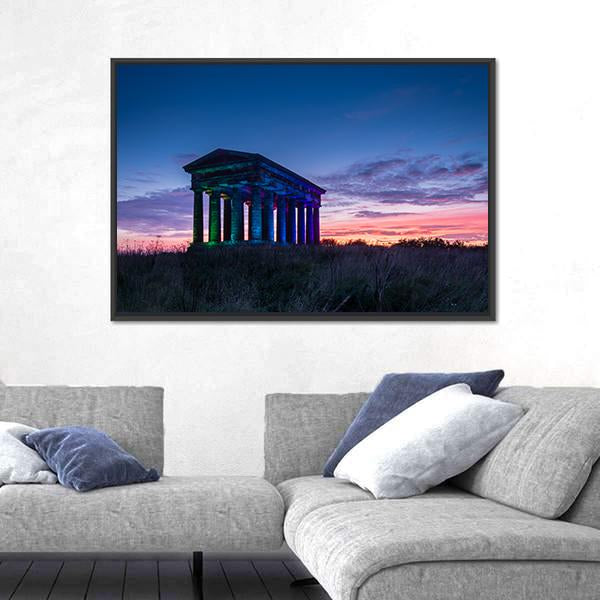 Penshaw Monument At Dusk Canvas Wall Art-5 Horizontal-Gallery Wrap-22" x 12"-Tiaracle