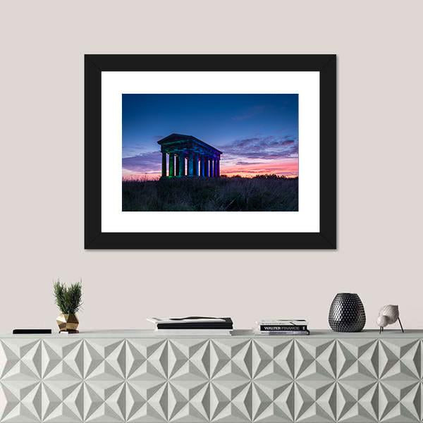 Penshaw Monument At Dusk Canvas Wall Art-5 Horizontal-Gallery Wrap-22" x 12"-Tiaracle