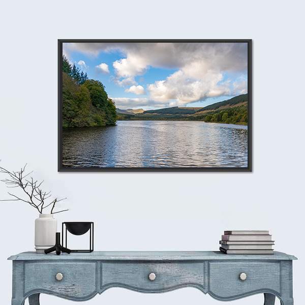 Pentwyn Reservoir Canvas Wall Art-1 Piece-Floating Frame-24" x 16"-Tiaracle