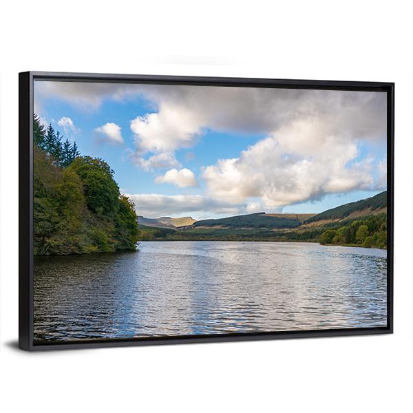 Pentwyn Reservoir Canvas Wall Art-3 Horizontal-Gallery Wrap-25" x 16"-Tiaracle