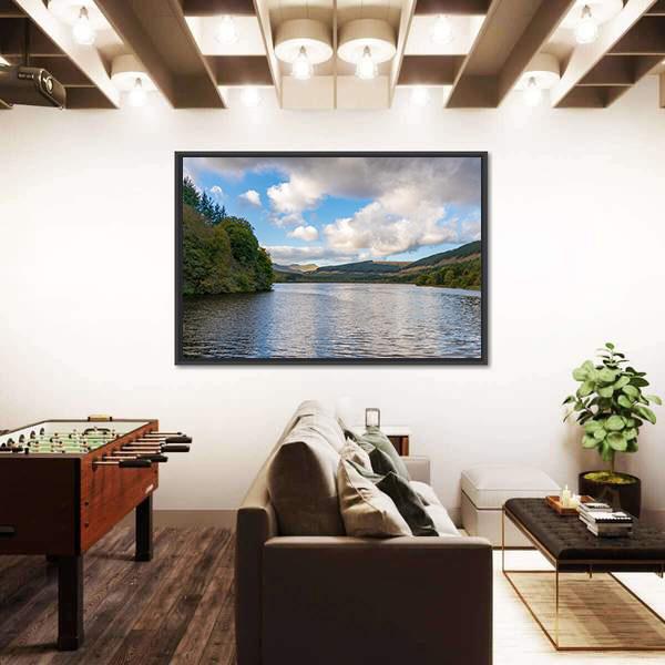 Pentwyn Reservoir Canvas Wall Art-3 Horizontal-Gallery Wrap-25" x 16"-Tiaracle
