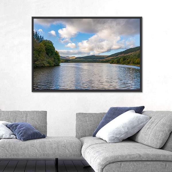 Pentwyn Reservoir Canvas Wall Art-3 Horizontal-Gallery Wrap-25" x 16"-Tiaracle