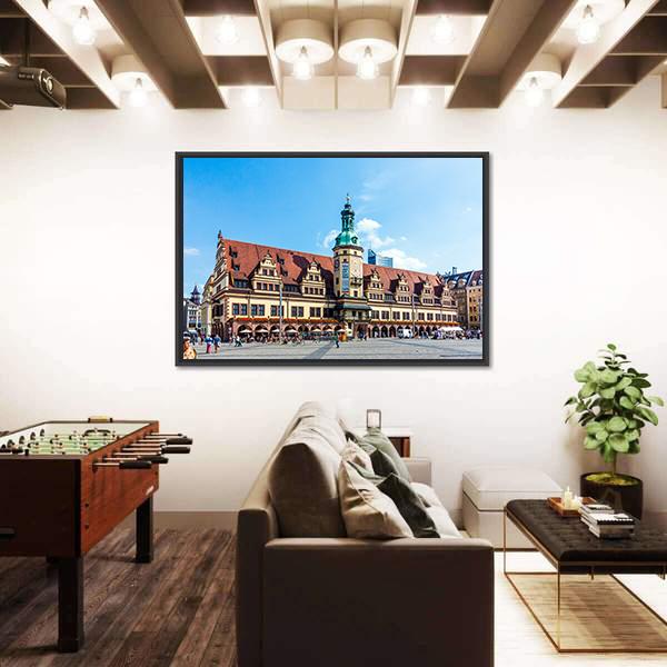 People At Old Town Hall In Leipzig Canvas Wall Art-3 Horizontal-Gallery Wrap-25" x 16"-Tiaracle