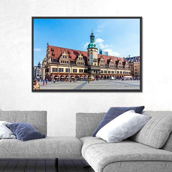 People At Old Town Hall In Leipzig Canvas Wall Art-3 Horizontal-Gallery Wrap-25" x 16"-Tiaracle