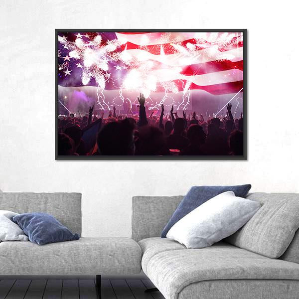 People Celebrating Independence Day In USA Canvas Wall Art-1 Piece-Floating Frame-24" x 16"-Tiaracle