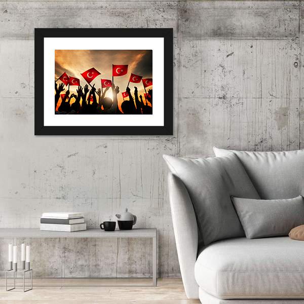 People Holding The Flag Of Turkey Canvas Wall Art-5 Horizontal-Gallery Wrap-22" x 12"-Tiaracle