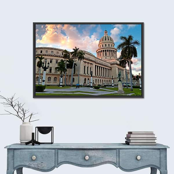 People In The Gardens Of The Capitol Canvas Wall Art-1 Piece-Floating Frame-24&quot; x 16&quot;-Tiaracle