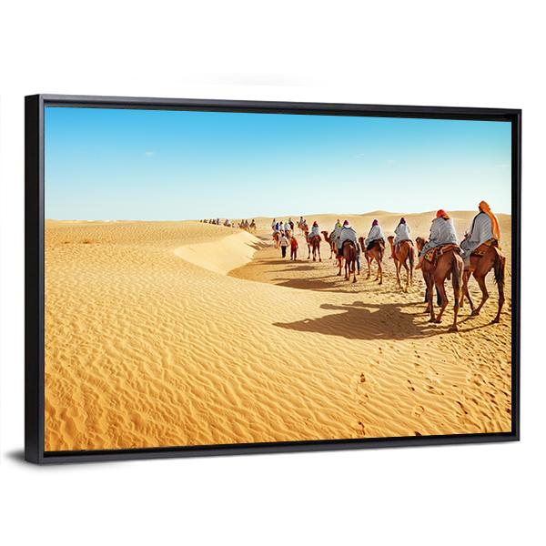 People In The Sahara Desert Canvas Wall Art-3 Horizontal-Gallery Wrap-25" x 16"-Tiaracle
