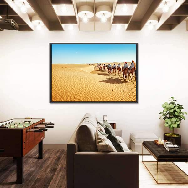 People In The Sahara Desert Canvas Wall Art-3 Horizontal-Gallery Wrap-25" x 16"-Tiaracle