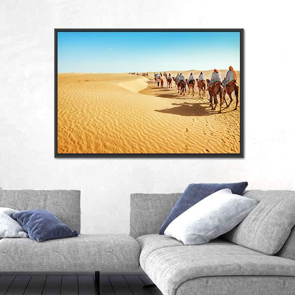 People In The Sahara Desert Canvas Wall Art-3 Horizontal-Gallery Wrap-25" x 16"-Tiaracle