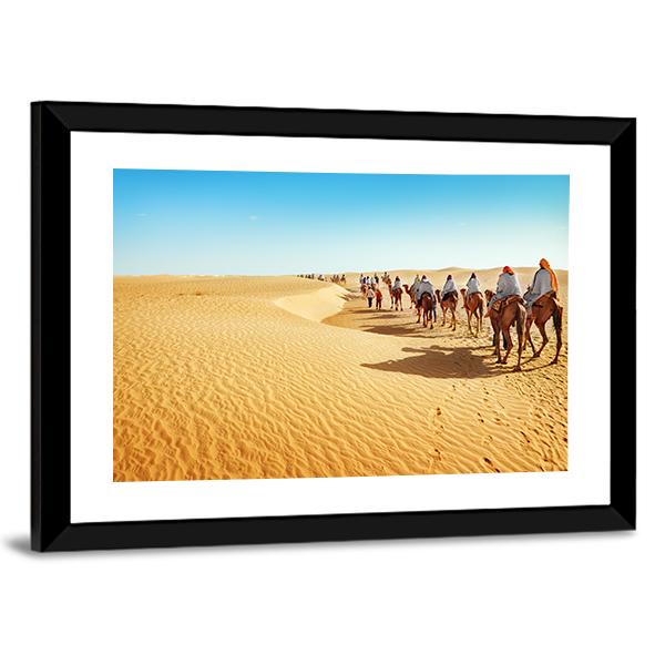 People In The Sahara Desert Canvas Wall Art-3 Horizontal-Gallery Wrap-25" x 16"-Tiaracle