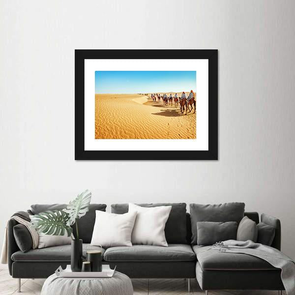 People In The Sahara Desert Canvas Wall Art-3 Horizontal-Gallery Wrap-25" x 16"-Tiaracle