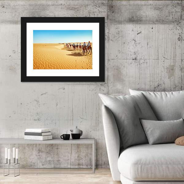 People In The Sahara Desert Canvas Wall Art-3 Horizontal-Gallery Wrap-25" x 16"-Tiaracle