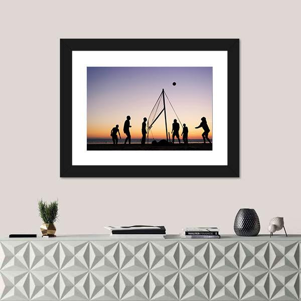 People Playing Volleyball On The Beach Canvas Wall Art-5 Horizontal-Gallery Wrap-22&quot; x 12&quot;-Tiaracle