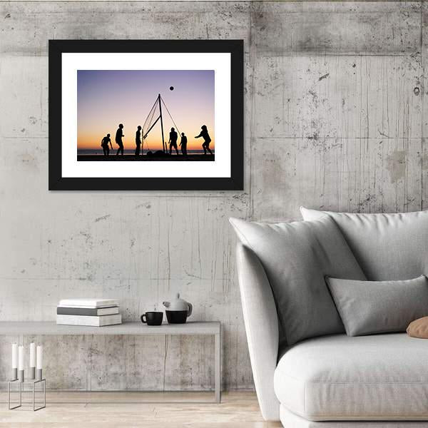 People Playing Volleyball On The Beach Canvas Wall Art-5 Horizontal-Gallery Wrap-22&quot; x 12&quot;-Tiaracle