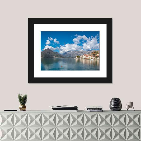 Perast Town In The Kotor Bay Canvas Wall Art-1 Piece-Framed Print-20" x 16"-Tiaracle