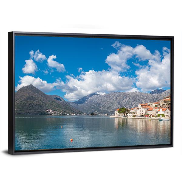 Perast Town In The Kotor Bay Canvas Wall Art-3 Horizontal-Gallery Wrap-25" x 16"-Tiaracle