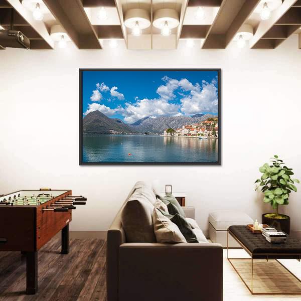 Perast Town In The Kotor Bay Canvas Wall Art-3 Horizontal-Gallery Wrap-25" x 16"-Tiaracle