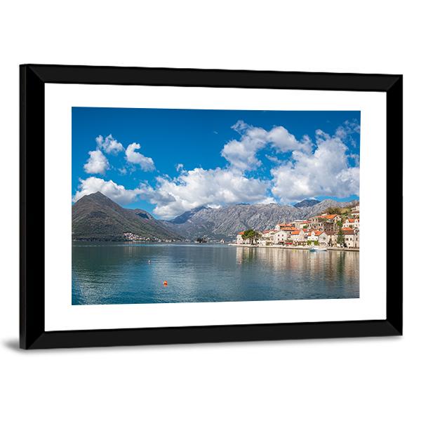 Perast Town In The Kotor Bay Canvas Wall Art-3 Horizontal-Gallery Wrap-25" x 16"-Tiaracle