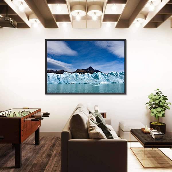 Perito Moreno Glacier And Andes Mountains Canvas Wall Art-1 Piece-Floating Frame-24" x 16"-Tiaracle