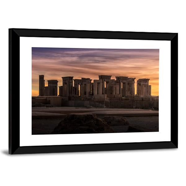 Persepolis Under Dark Clouds In Iran Canvas Wall Art-3 Horizontal-Gallery Wrap-25" x 16"-Tiaracle