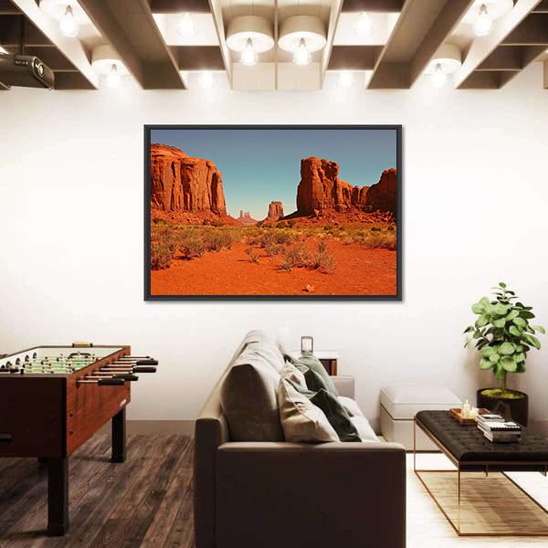 Perspective Of Monument Valley Canvas Wall Art-3 Horizontal-Gallery Wrap-25" x 16"-Tiaracle