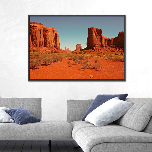 Perspective Of Monument Valley Canvas Wall Art-3 Horizontal-Gallery Wrap-25" x 16"-Tiaracle