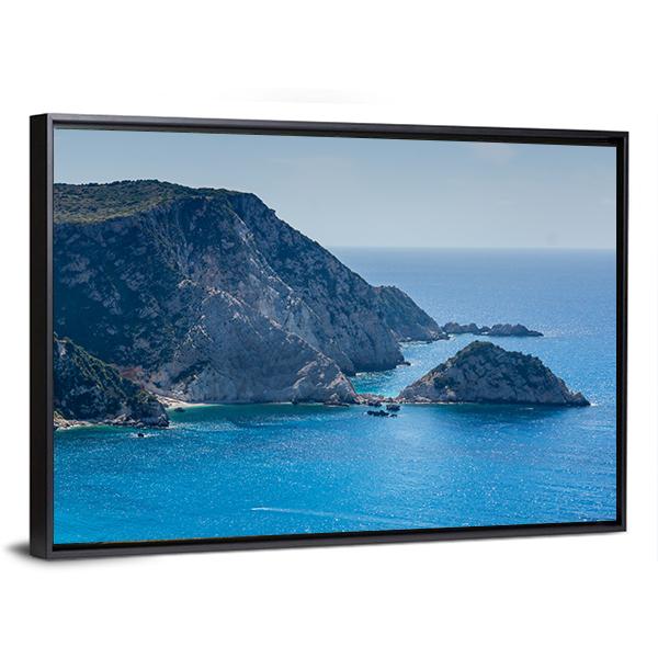 Petani Beach And Kefalonia Ionian Islands Canvas Wall Art-3 Horizontal-Gallery Wrap-25" x 16"-Tiaracle