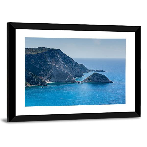 Petani Beach And Kefalonia Ionian Islands Canvas Wall Art-3 Horizontal-Gallery Wrap-25" x 16"-Tiaracle