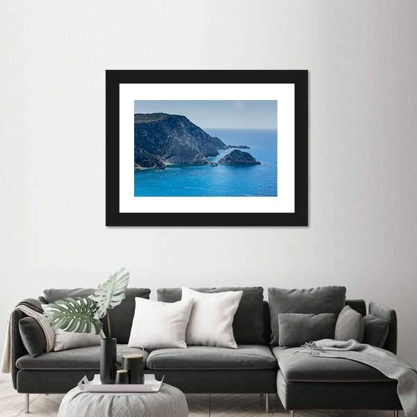 Petani Beach And Kefalonia Ionian Islands Canvas Wall Art-3 Horizontal-Gallery Wrap-25" x 16"-Tiaracle