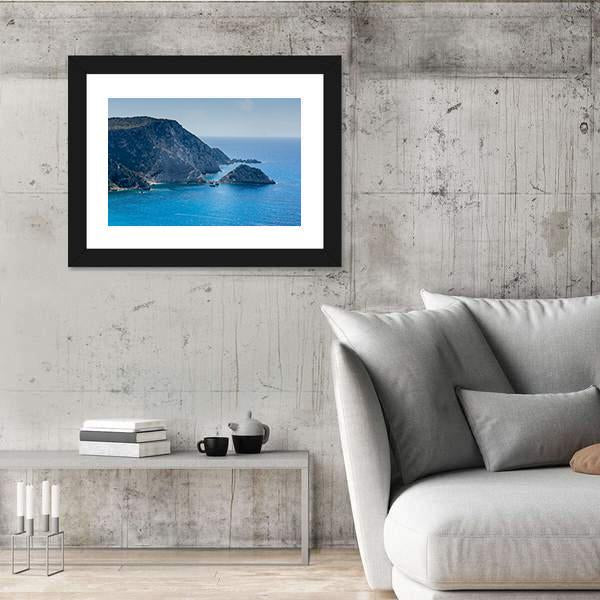 Petani Beach And Kefalonia Ionian Islands Canvas Wall Art-3 Horizontal-Gallery Wrap-25" x 16"-Tiaracle