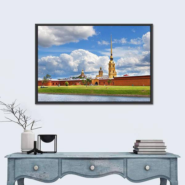 Peter And Paul Fortress In Russia Canvas Wall Art-1 Piece-Floating Frame-24" x 16"-Tiaracle