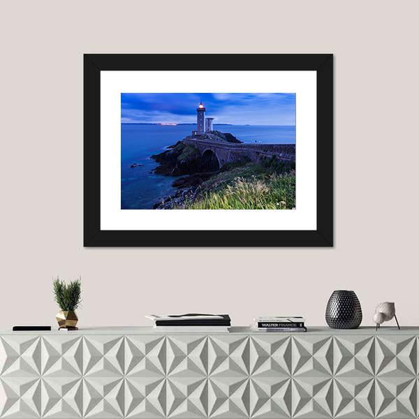 Petit Minou Lighthouse In France Canvas Wall Art-1 Piece-Framed Print-42" x 14"-Tiaracle