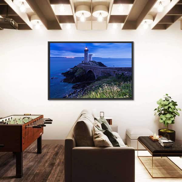 Petit Minou Lighthouse In France Canvas Wall Art-3 Horizontal-Gallery Wrap-25" x 16"-Tiaracle