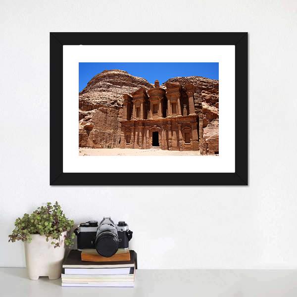 Petra Treasury In Jordan Canvas Wall Art-1 Piece-Framed Print-20" x 16"-Tiaracle