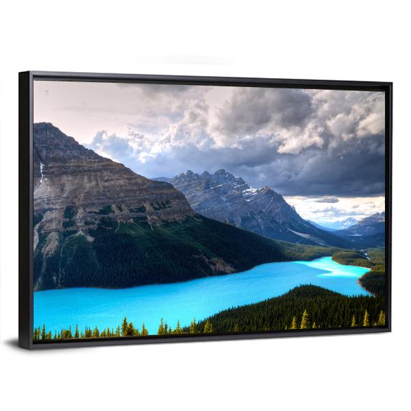 Peyto Lake At Canadian Rockies Canvas Wall Art-1 Piece-Floating Frame-24" x 16"-Tiaracle