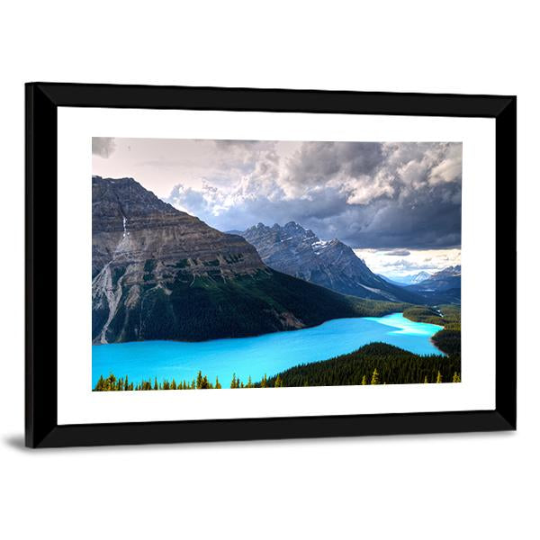 Peyto Lake At Canadian Rockies Canvas Wall Art-1 Piece-Framed Print-20" x 16"-Tiaracle