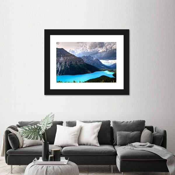 Peyto Lake At Canadian Rockies Canvas Wall Art-1 Piece-Framed Print-30" x 20"-Tiaracle