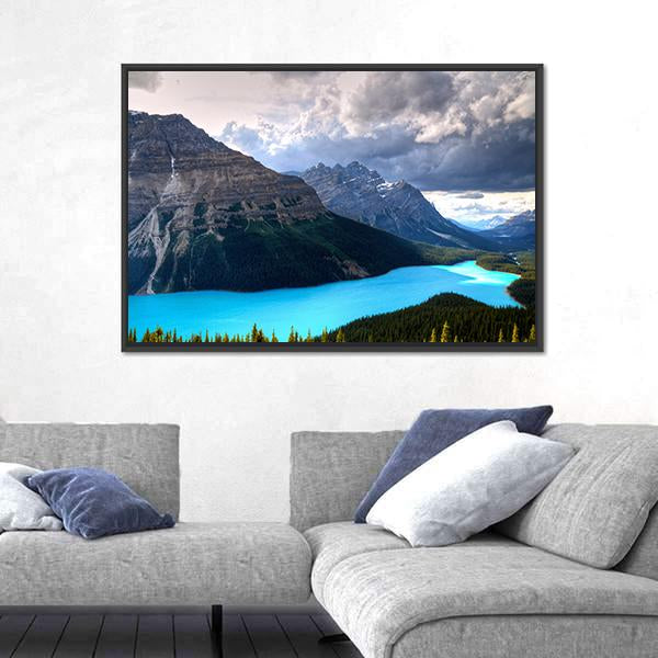 Peyto Lake At Canadian Rockies Canvas Wall Art-3 Horizontal-Gallery Wrap-25" x 16"-Tiaracle