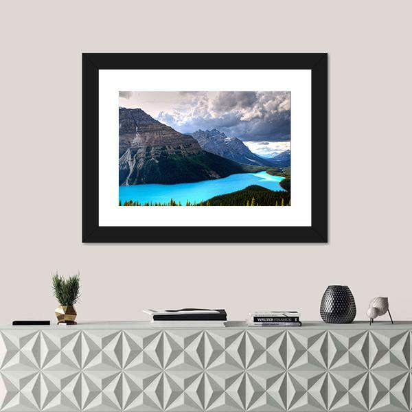 Peyto Lake At Canadian Rockies Canvas Wall Art-3 Horizontal-Gallery Wrap-25" x 16"-Tiaracle