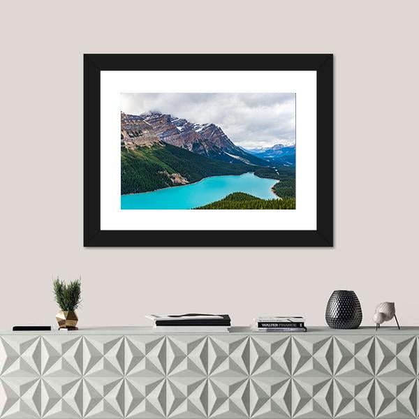 Peyto Lake of Banff National Park in Canada Canvas Wall Art-1 Piece-Framed Print-30" x 20"-Tiaracle