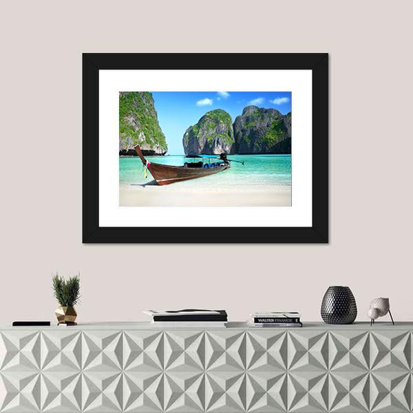 Phi Phi Island Maya Bay Canvas Wall Art-1 Piece-Framed Print-20" x 16"-Tiaracle
