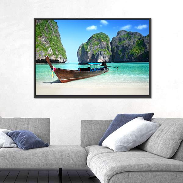 Phi Phi Island Maya Bay Canvas Wall Art-5 Horizontal-Gallery Wrap-22" x 12"-Tiaracle